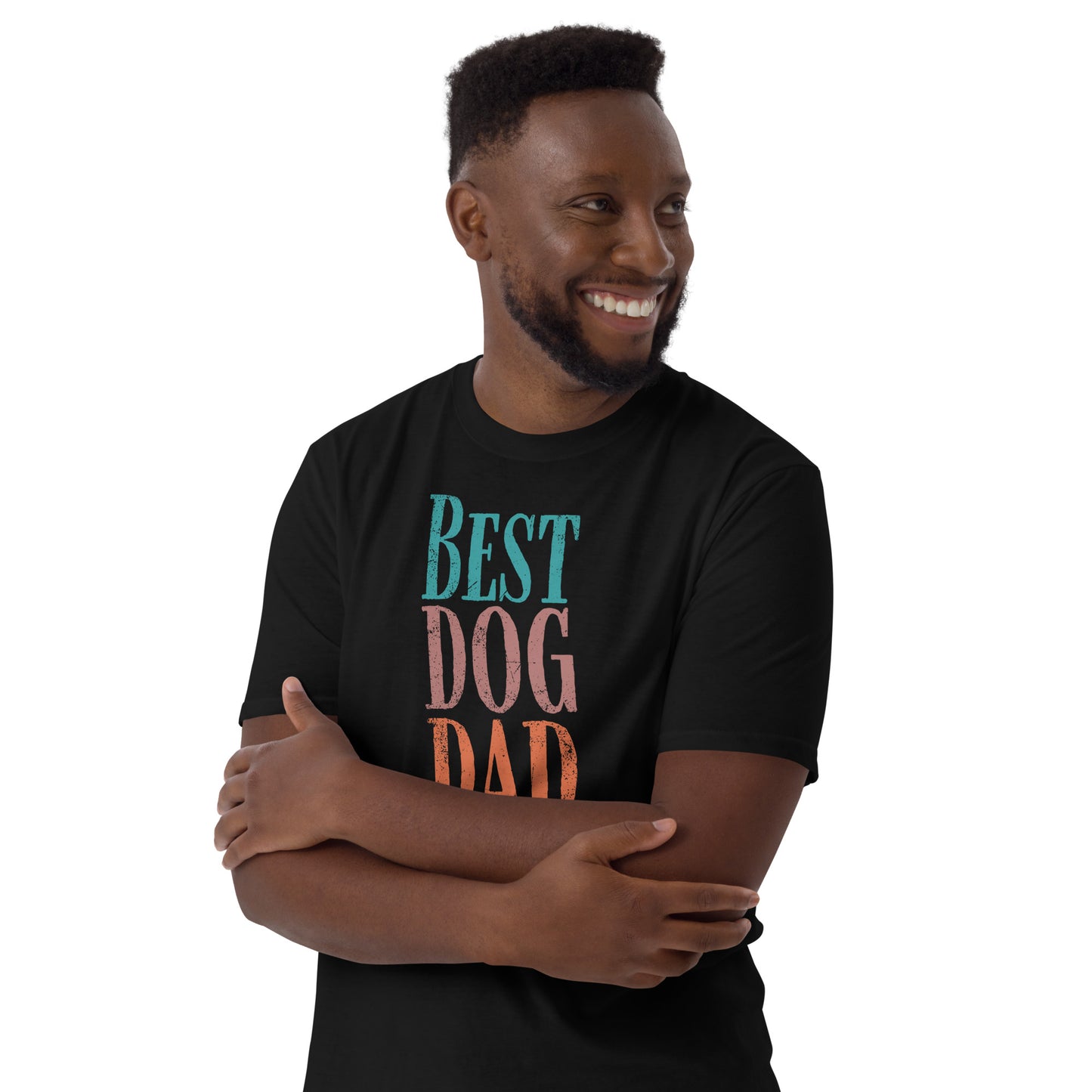 Best Dog Dad Ever T-shirt in black with colorful text, ideal gift for proud dog fathers