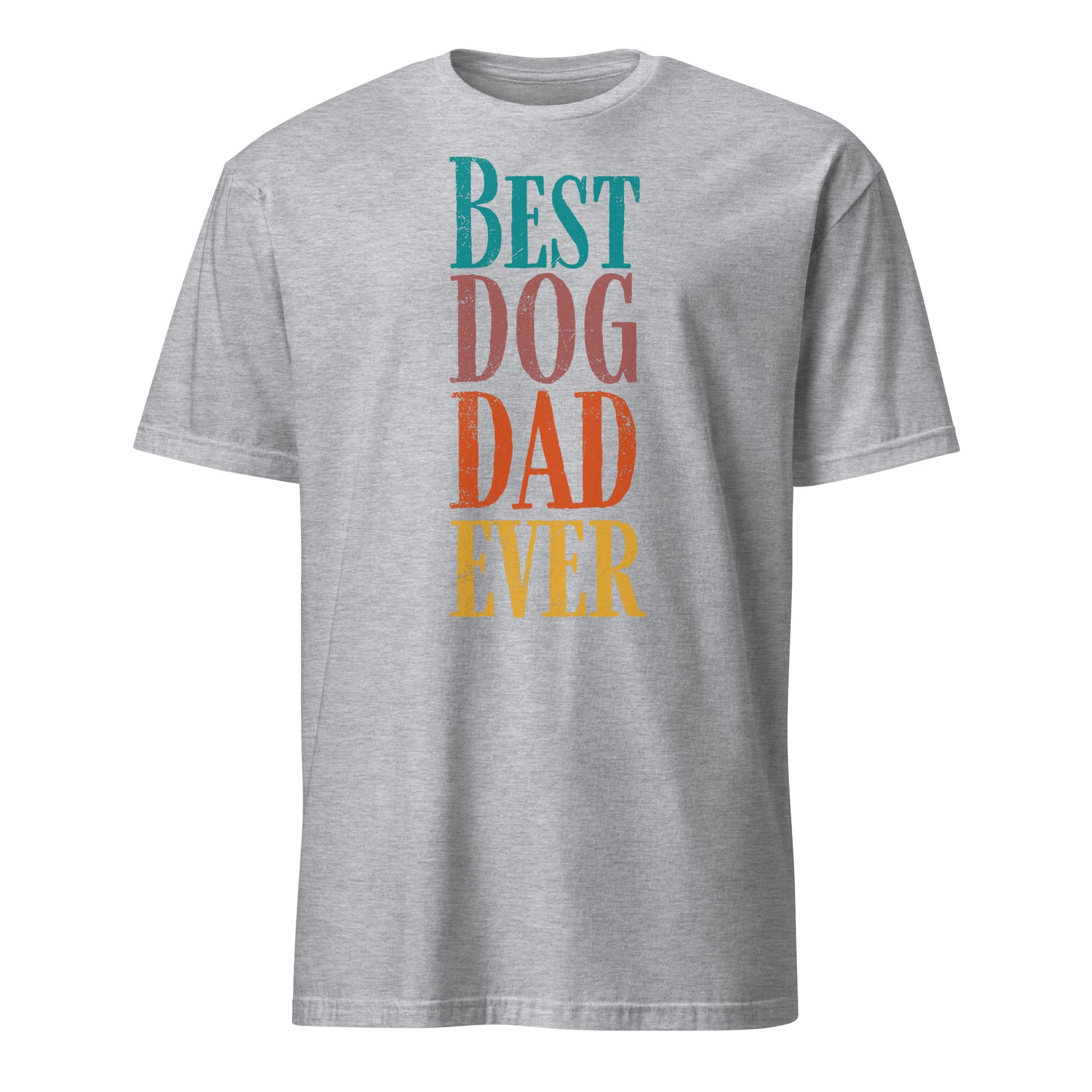 Best Dog Dad Ever T-shirt in sport grey with colorful text, ideal gift for proud dog fathers